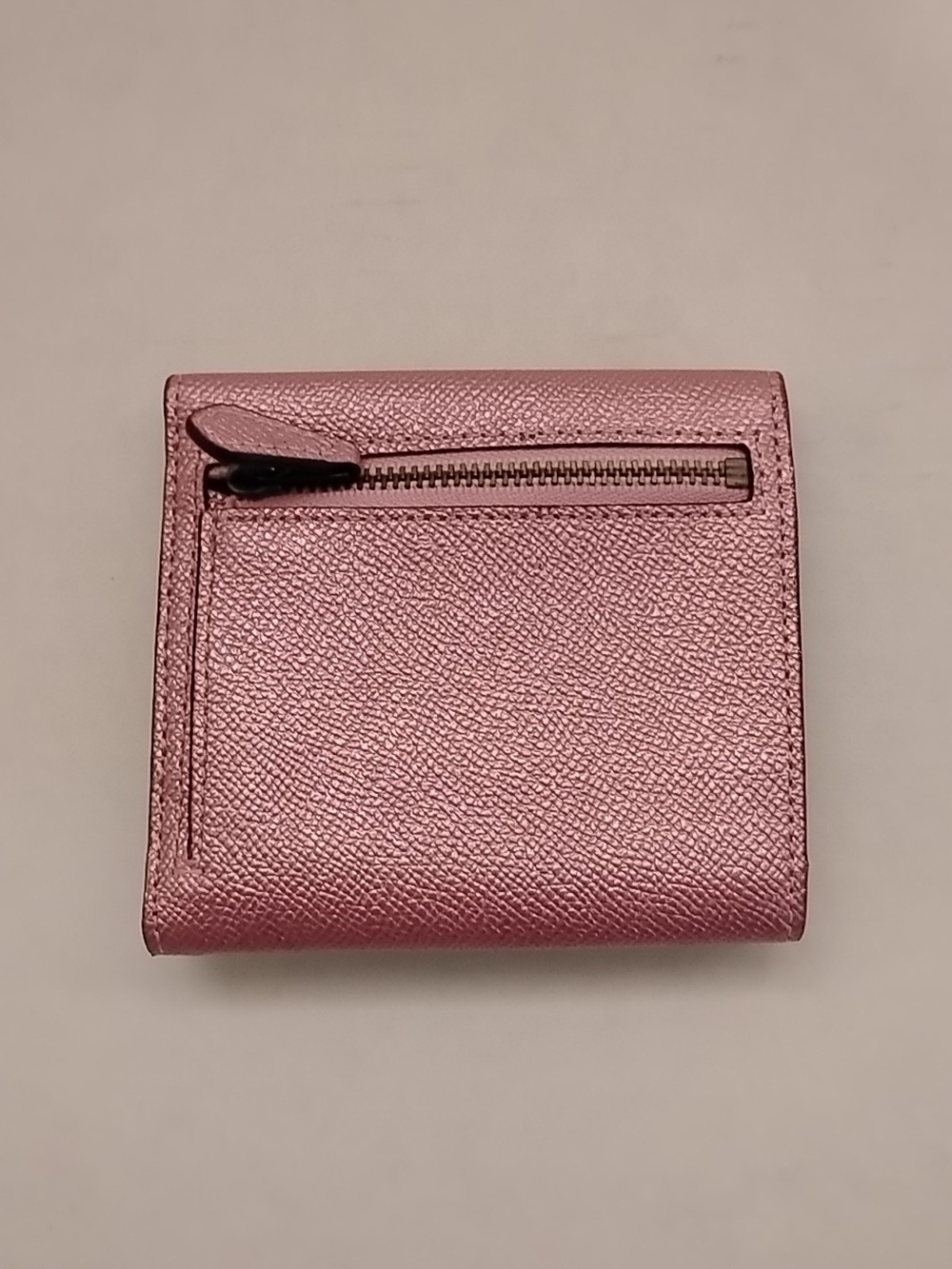 Coach Pebbled Leather Small Wallet in Metallic Pink - Picture 3 of 7